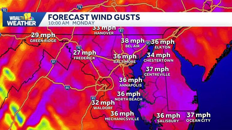 Alert Day: Wind gusts pick up across Maryland as snowstorm exits