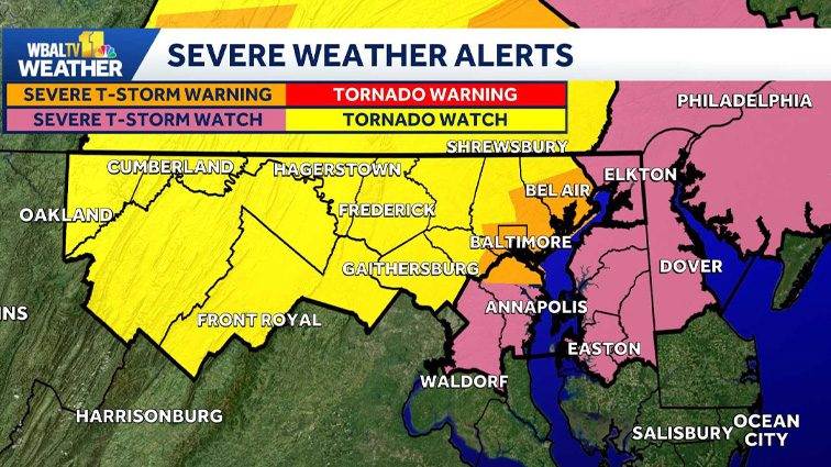 Line of storms exits Baltimore region Wednesday night