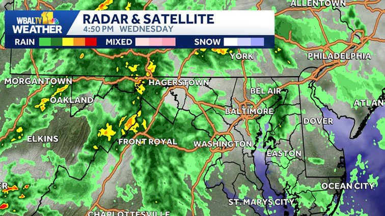 Impact Weather: Rain and thunderstorms likely Wednesday across Baltimore region