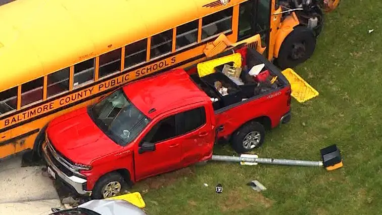 Baltimore County Public Schools bus and pickup truck collide in Owings ...