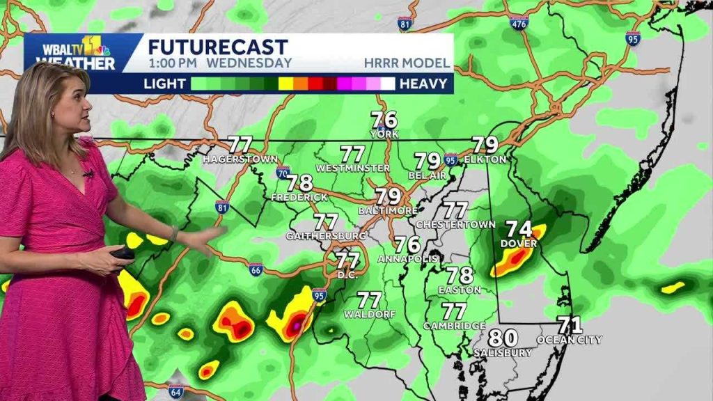 Showers and storms Wednesday in the Baltimore area | WBAL Baltimore News