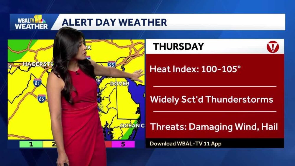 ALERT DAY: Severe storms and dangerous heat conditions for Maryland Thursday