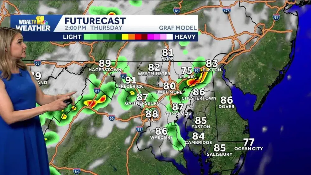 A few showers and storms Thursday around Baltimore | WBAL Baltimore News
