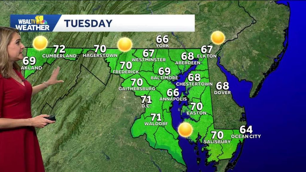 Sunny and comfortable Tuesday around Baltimore area