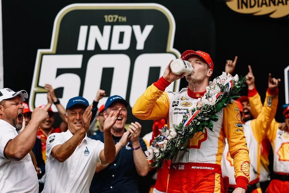 Josef Newgarden, winner of the 107th Running of the Indianapolis 500 in 2023.