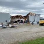 kron-tornado-5: Photos from Kron Farms in Evansville following a tornado Tuesday. Photo provided via social media.
