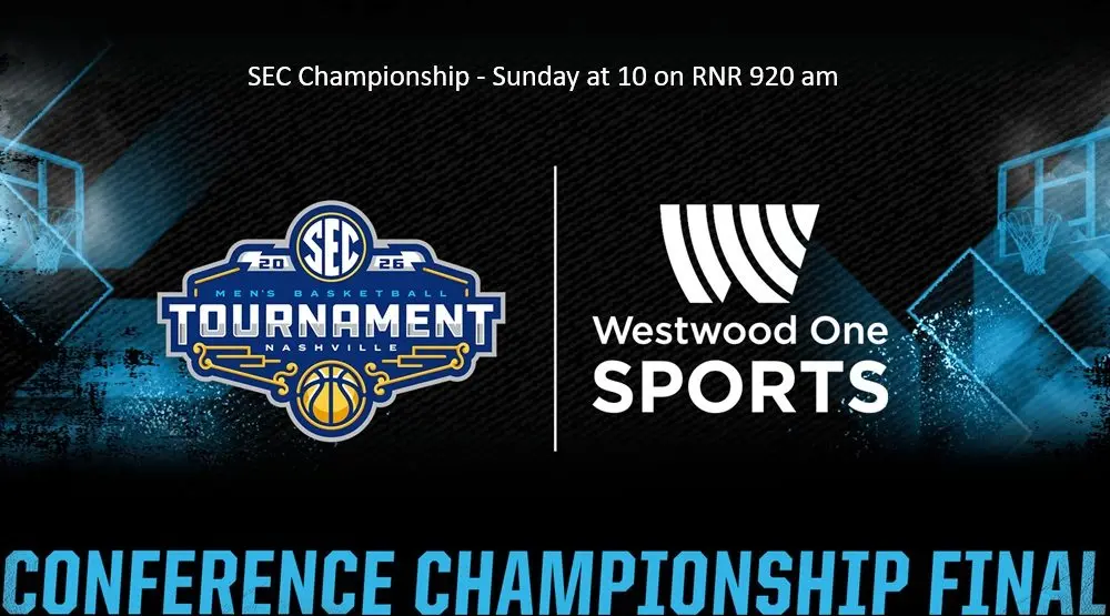 SEC Men's Finals - Sunday at 10am on RNR 920
