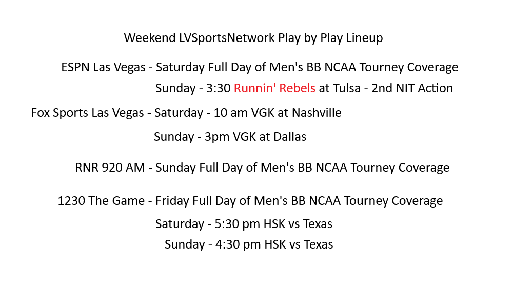 Weekend Play by Play Schedule on LV SportsNetwork