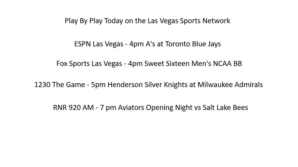 PXP for Today on LV Sports Network