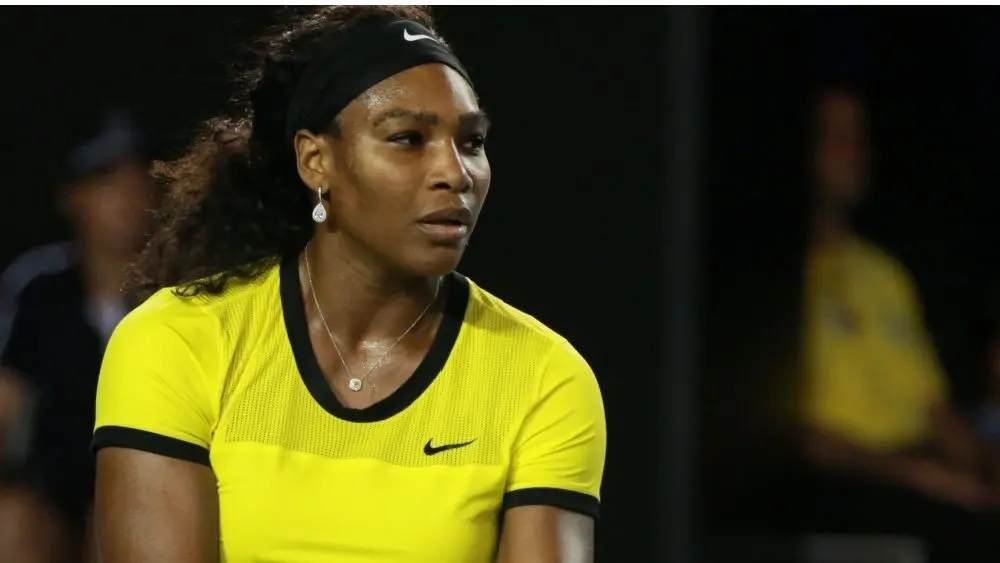 Serena Williams successful enactment during her last lucifer astatine Australian Open 2016 astatine Australian tennis halfway successful Melbourne Park MELBOURNE^ AUSTRALIA - JANUARY 30^ 2016