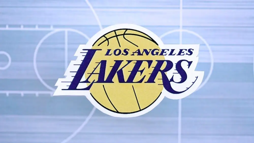 Los Angeles Lakers hoops  squad  badge lies connected  hoops  stadium representation  inheritance  banner