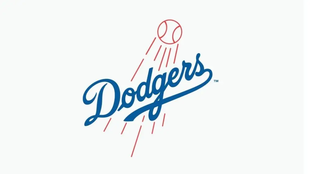 Los Angeles Dodgers^ editorial vector logo is printed connected achromatic paper.