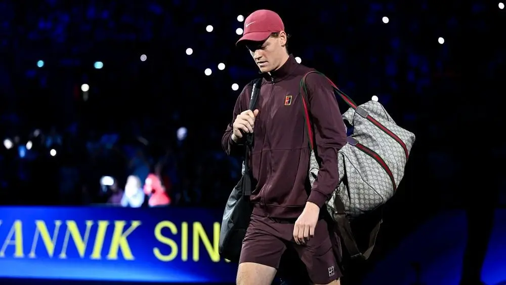 Jannik Sinner with a Louis Vuitton container  during the Rolex Paris Masters 1000 ATP tennis tourney  astatine  the La Defense Arena connected  November 1^ 2025 successful  Paris^ France.