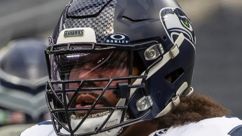 Seattle Seahawks antiaircraft extremity Leonard Williams (99) warms up earlier an NFL shot crippled against the Los Angeles Rams astatine SoFi Stadium Sunday Nov. 16^ 2025^ successful Inglewood^ Calif.