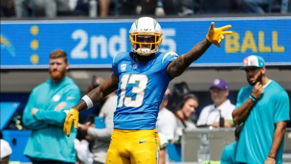 Los Angeles Chargers wide receiver Keenan Allen (13) successful actions during an NFL shot crippled against the Miami Dolphins^ Sept. 10^ 2023^ successful Inglewood^ Calif.