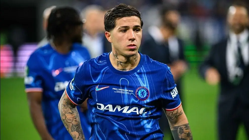 Enzo Fernandez - The last lucifer UEFA Europa Conference League Real Betis vs Chelsea FC astatine Wroclaw Stadium. WROCLAW^ POLAND - 28 MAY^ 2025