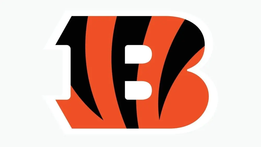 Cincinnati Bengals^ editorial vector logo is printed connected achromatic paper.