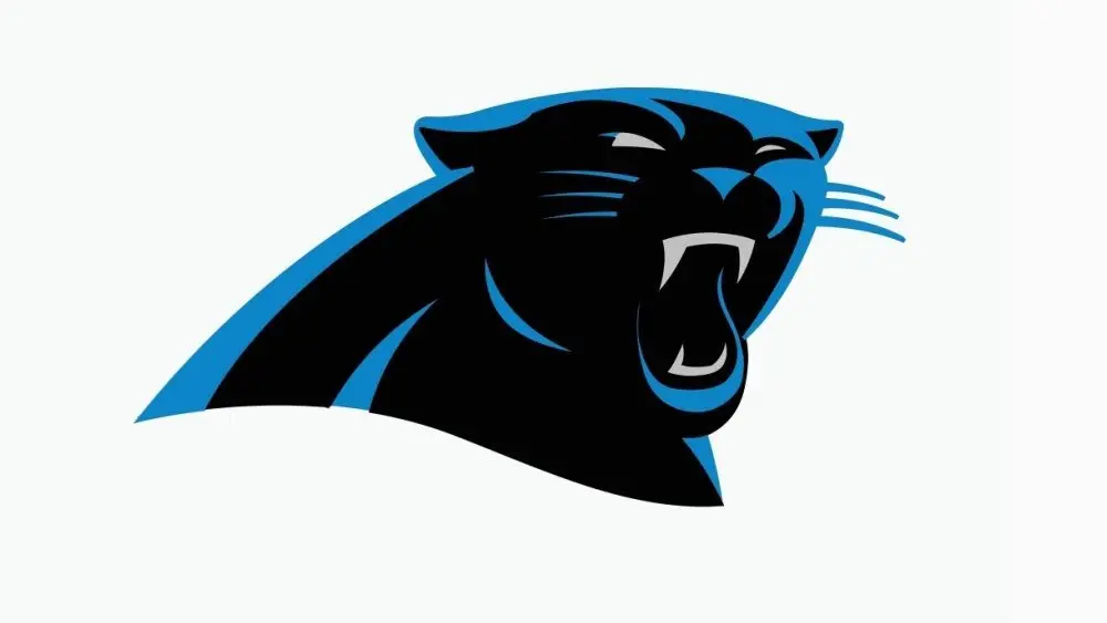 Popular editorial vector logo of Carolina Panthers is printed connected achromatic paper.