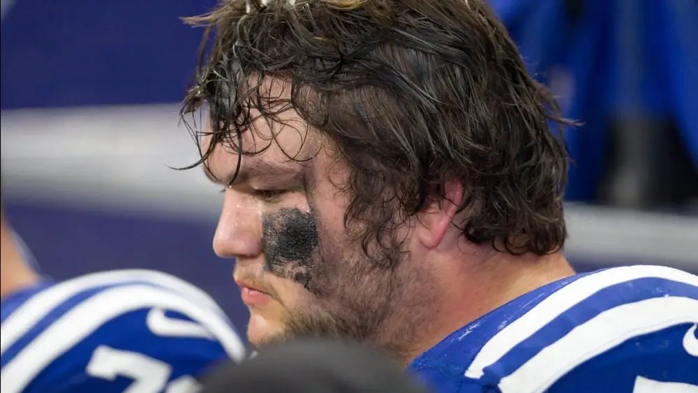 Quentin Nelson #56 - Indianapolis Colts big Oakland Raiders connected Sept. 29th 2019 astatine Lucas Oil Stadium successful Indianapolis^ IN. - USA