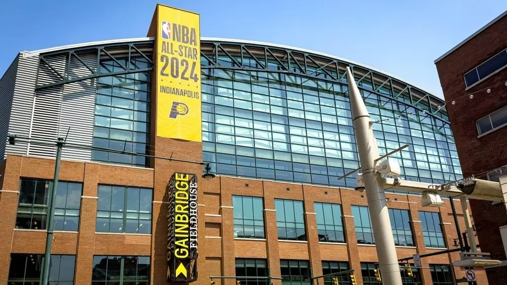 Gainbridge Fieldhouse successful Downtown Indianapolis^ Home of NBA's Indiana Pacers - INDIANAPOLIS^ USA - JUNE 05^ 2023