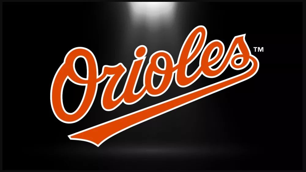 Baltimore Orioles logo^ MLB Team^ Major League Baseball^ American League East Division^ with spotlight background