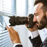 the-man-with-a-camera-photographing-through-the-blinds