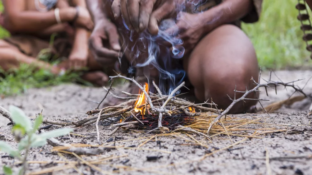 botswanaclose-up-of-bushman-creating-firebotswana