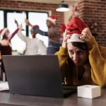 stressed-woman-working-at-christmas