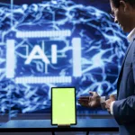 startup-employee-looking-over-green-screen-tablet-using-ai-software