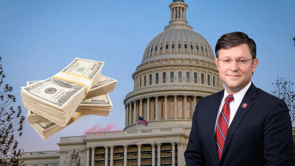 Mike Johnson in front of the capitol