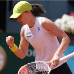 Iga Świątek of Poland in action the Mutua Madrid Open at La Caja Magica on April 29^ 2025 in Madrid^ Spain