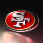 San francisco 49ers logo on dark background. 3D render