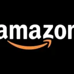 Amazon logo. Editorial icon isolated on black background