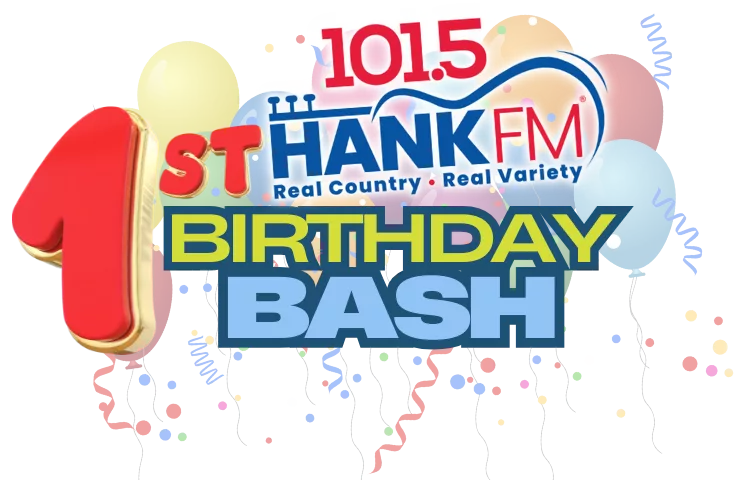 HANK'S 1st Birthday Bash colorful logo