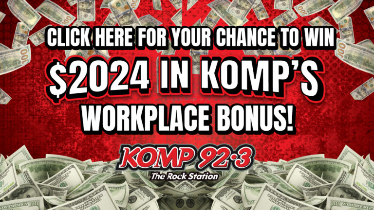Money in the background. $2024 Komp's Workplace Bonus