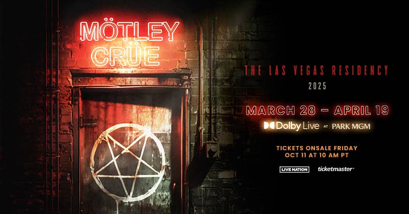 motley crue residency poster. door with pentagram