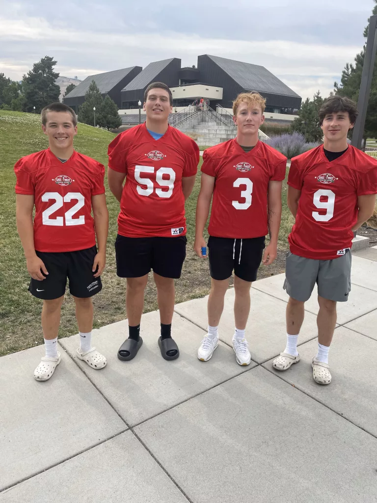 Local high school football players at Shrine Game practice