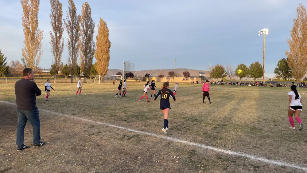 A photo from Henley girls soccer's playoff game against Gladstone