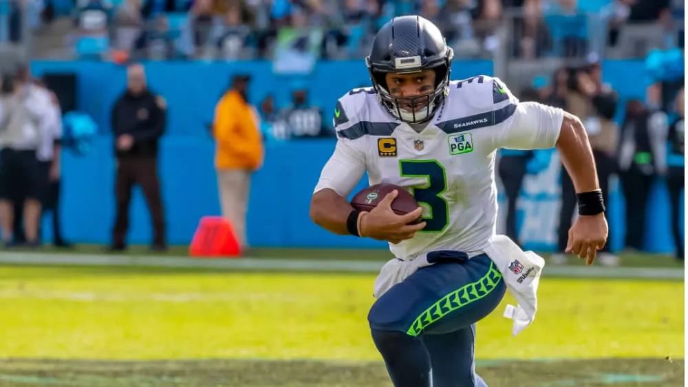 Russell WILSON (3) plays against the Carolina Panthers at Bank Of America Stadium in Charlotte^ NC.