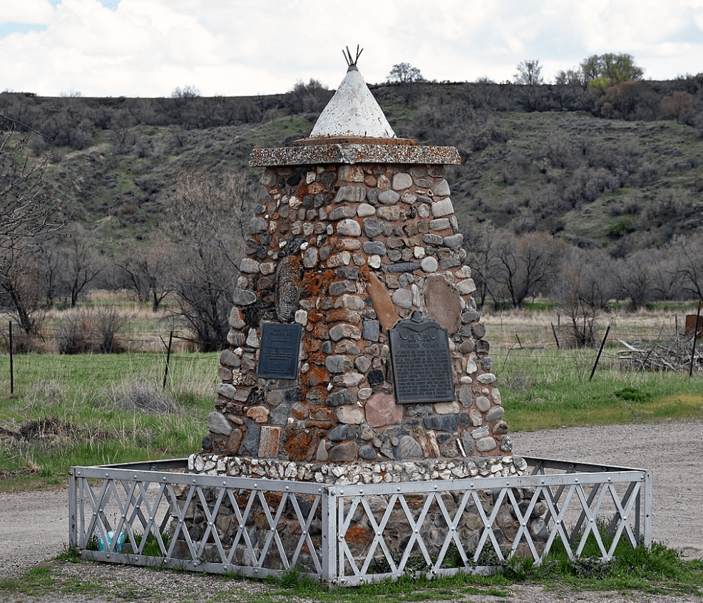 This is a monument to the lives lost during the Bear River Massacre, it is located near Preston,Idaho.