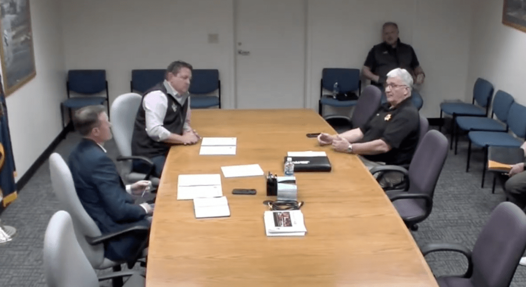 A screenshot from the board of county commissioners meeting
