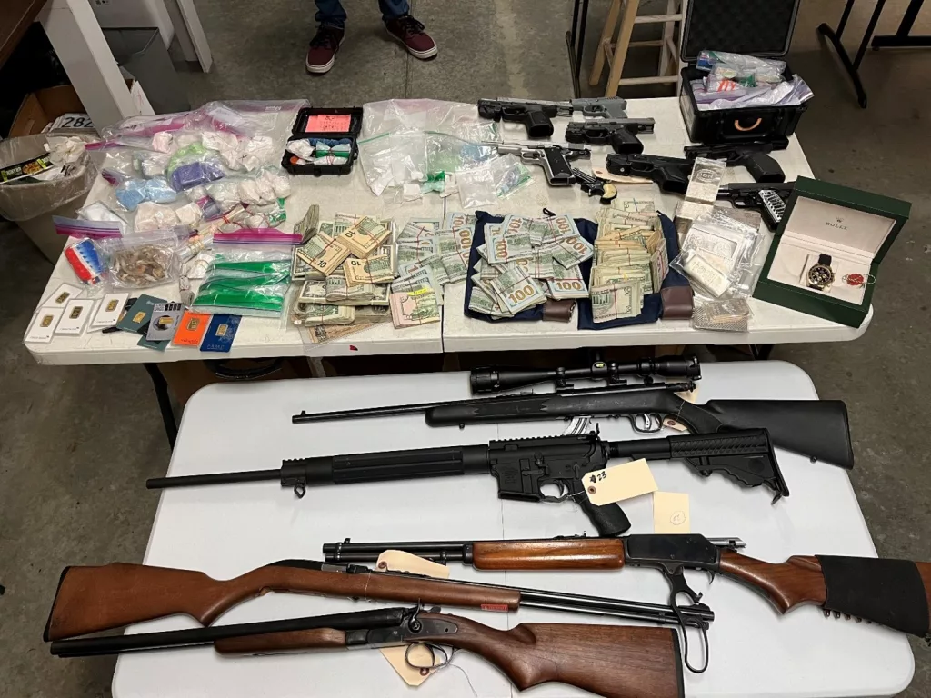 Drugs, guns and money seized from the raid
