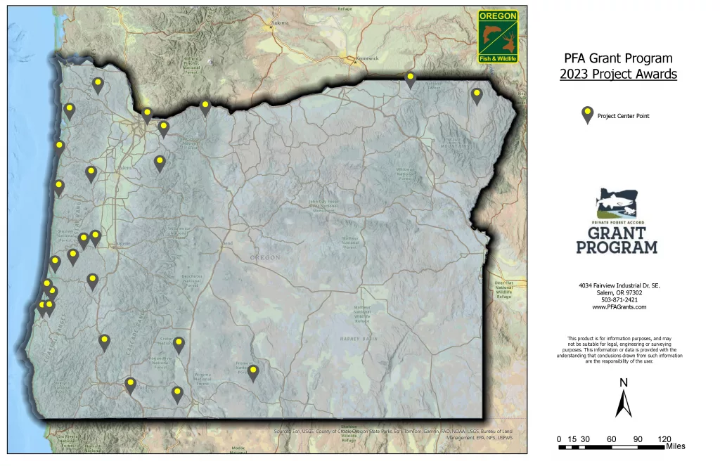 A map of PFA projects statewide