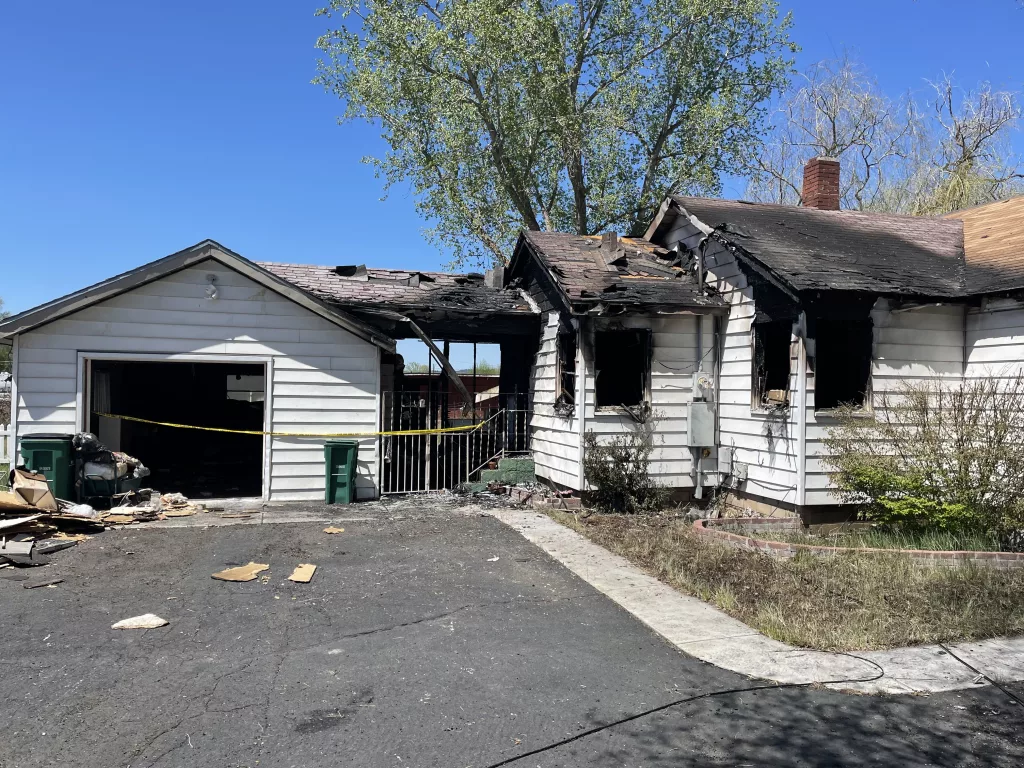 The badly burned house after the fire