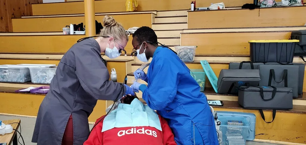 OIT Dental Hygiene students with a patient