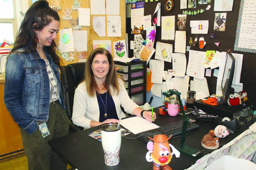 Samantha Hamawi and a teacher