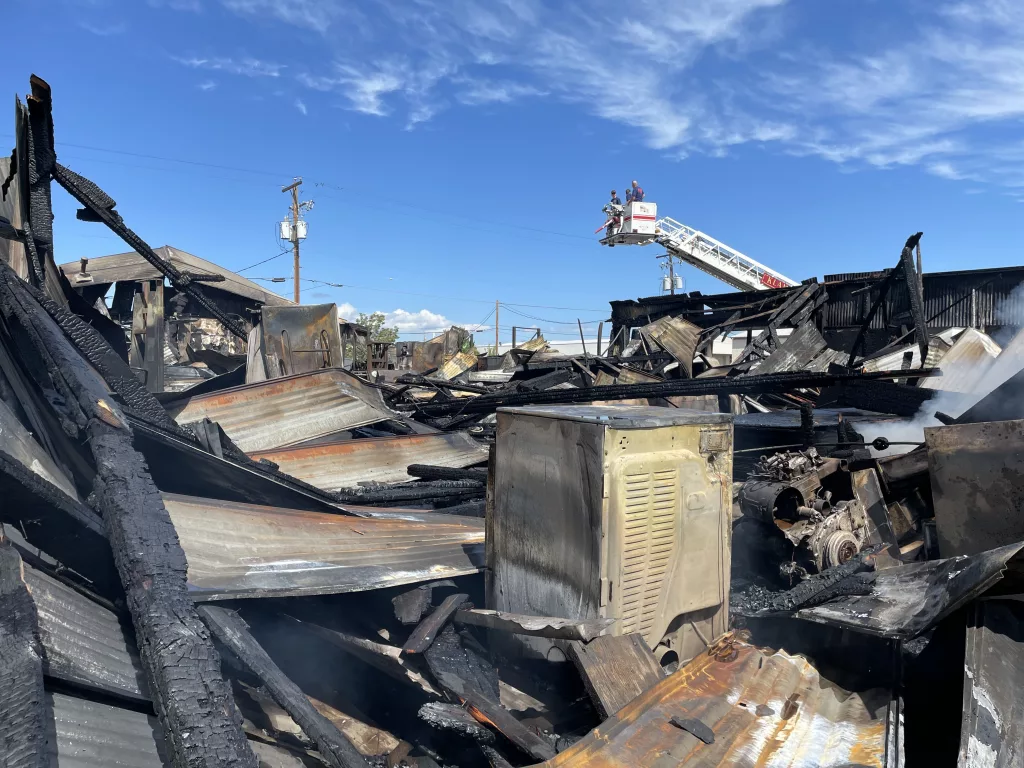 The aftermath of the Spring Street fire that destroyed a warehouse