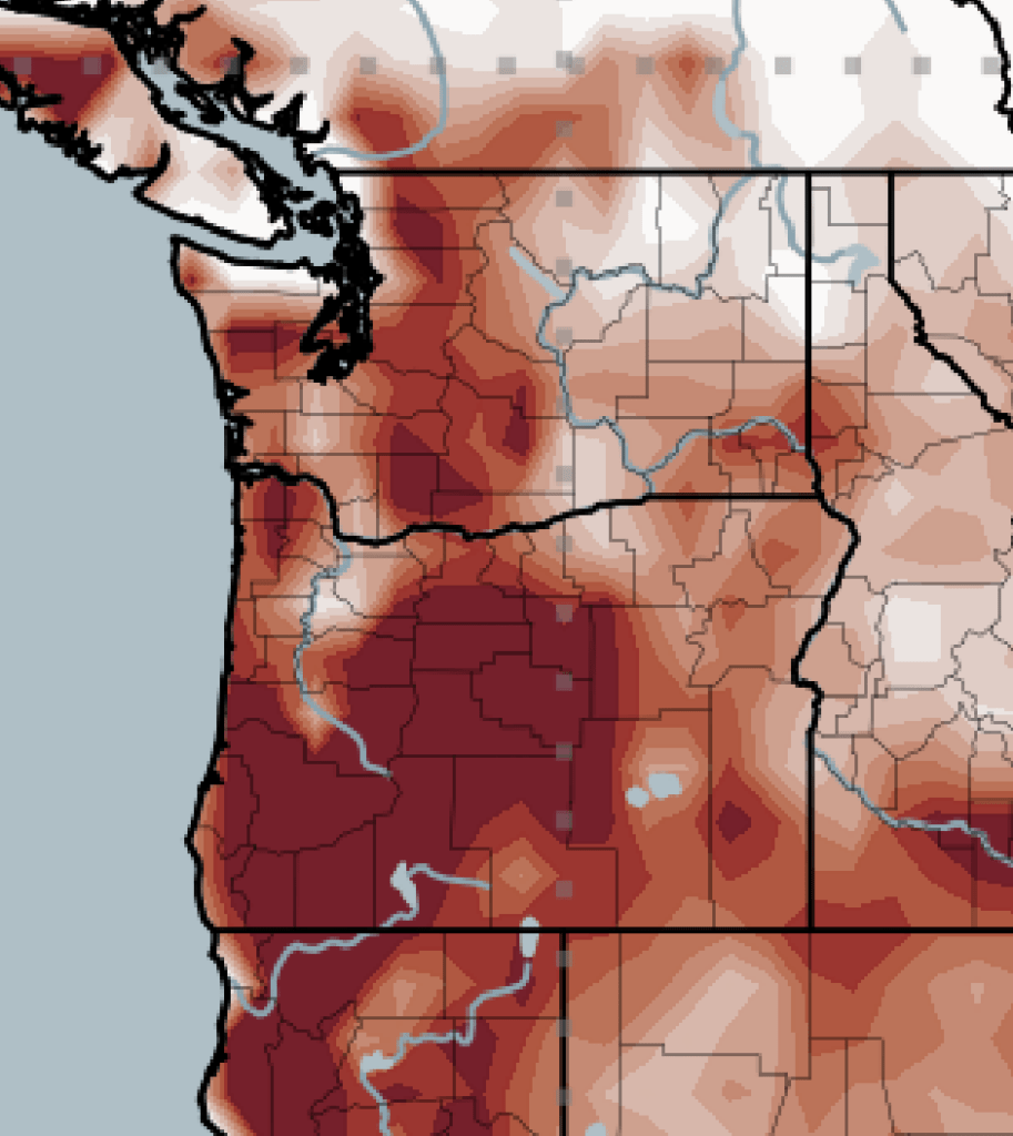 A heat map of the Pacific Northwest for the 4th of July weekend