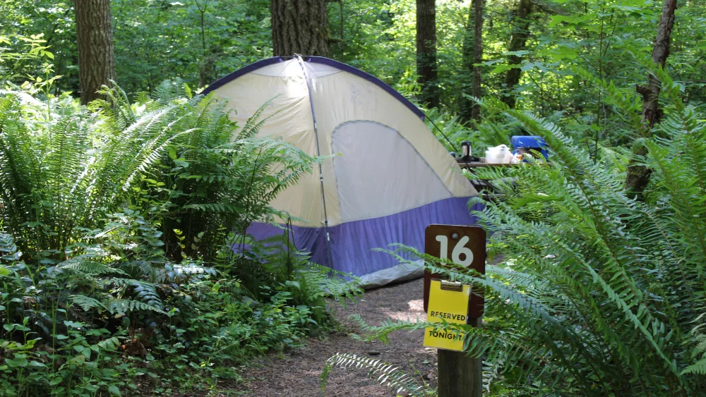 A camping tent at a state park