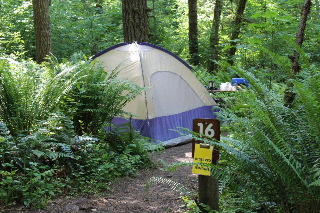 A camping tent at a state park